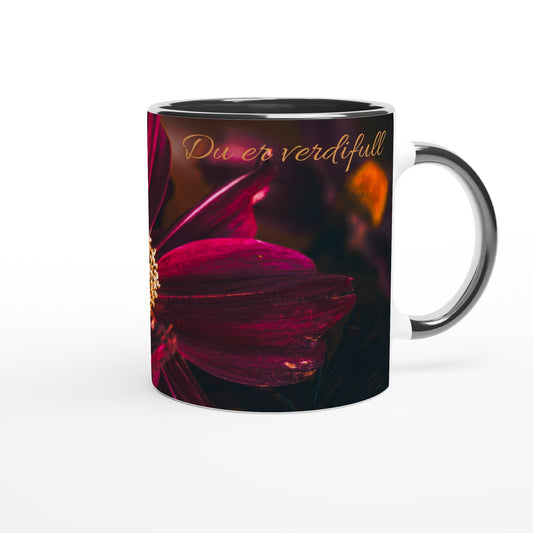 Krus - You're so fine blomst - Sort innside og hank + tekst "Du er verdifull"